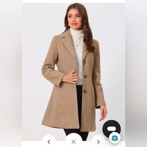 Allegra K Women's Trench Coats Single Breasted Long Outerwear Winter Coat Tan